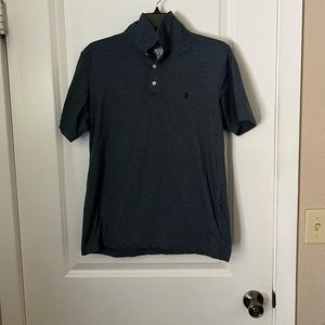 Blue-green Volcom polo in size medium. Issues with fabric shown in photos